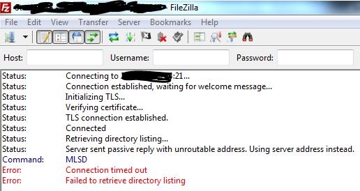 Failed to open directory listing